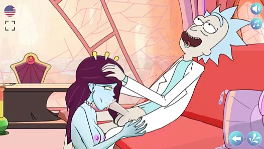 Rick'in müstehcen evreni - mavi tenli piliç sikişiyor