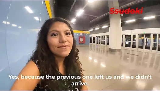 My stepsister teases me with her little dress on the train, we fuck after that in the hotel