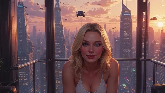 Cloud Level Olivia in the Future Suggestive Teasing showing her Ample Cleavage Part 2