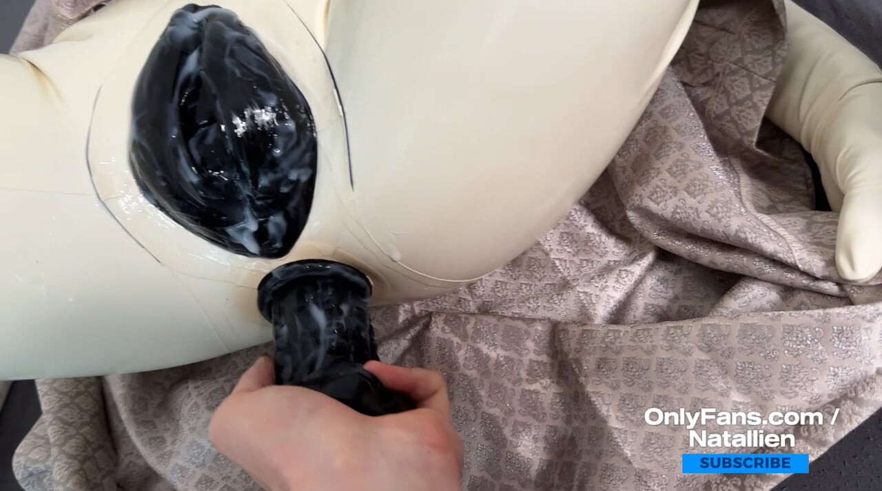 Rubber Pussy and Anal Holes Filled