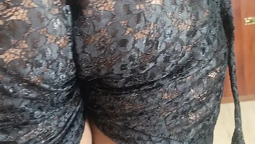 Black colour transparent dress