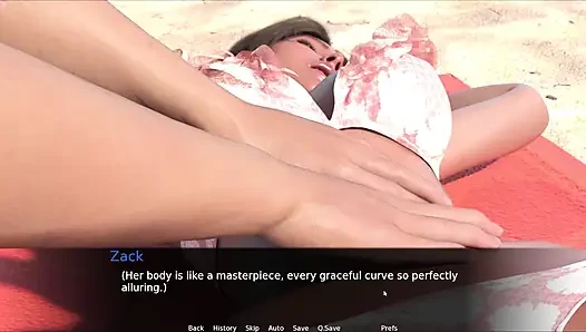 Stepson Applying Sunscreen On Stepmom Body On Beach And Massaging Her Boobs