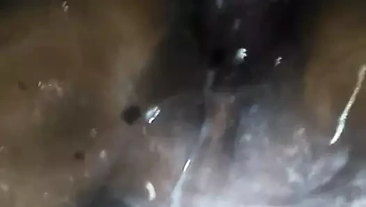 Hilo de leche en mi Esposa por su Dildo