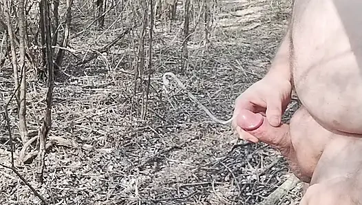 Fat guy jerks & cums in forest pt. 14