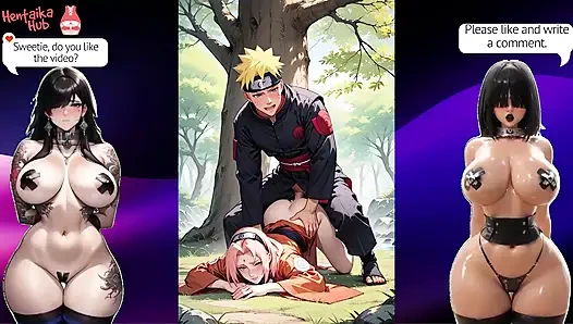 Anime Naruto'dan ateşli kaltak Sakura ile 2 boyutlu hentai derlemesi