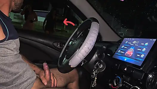 A penis flashing on a rainy night for two brunettes on the street