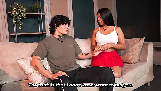 Nerd stepbrother ends up enjoying his stepsister's slim body