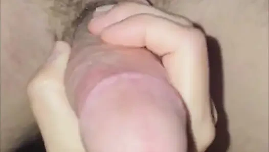 Milking the pre cum out of his hard cock