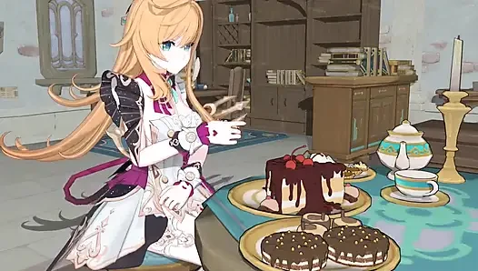 Genshin Impact- Escoffier'in tatlı pastası ve şehvetli seks - 3d hentai animasyon
