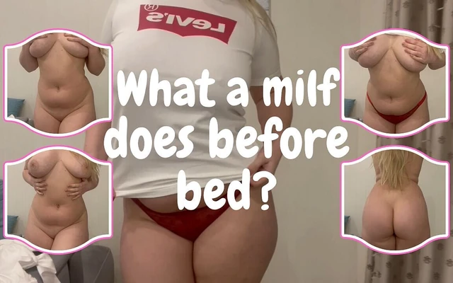 Что милфа-блондинка-одиночка делает перед сном