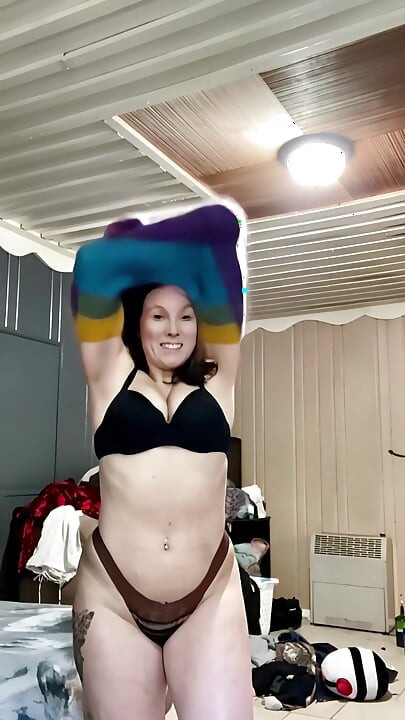 My 55f lesbian roommate got a surprise video of me bouncing my big tits in many sweaters then fucking myself hard for her