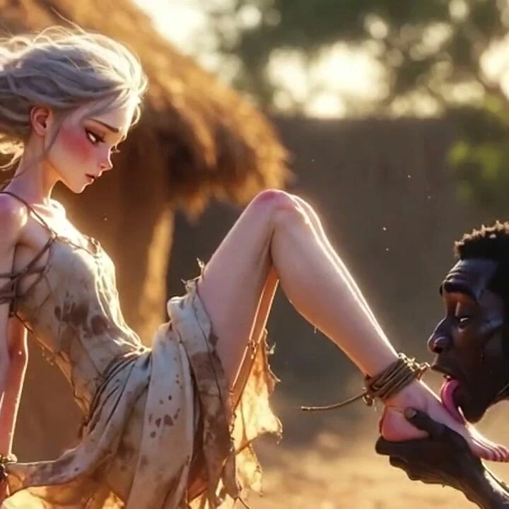Kölelikte Beyaz Kadın - Afrikalı Adam Tutkulu Ayak Yalama