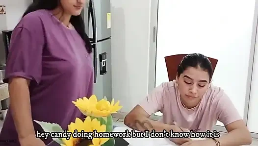 Latin lezbiyen üvey anne güzel üvey kızından amını sikmesini istiyor