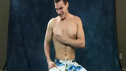 Dumb Jock Hunk Jerks Off His Big Cock