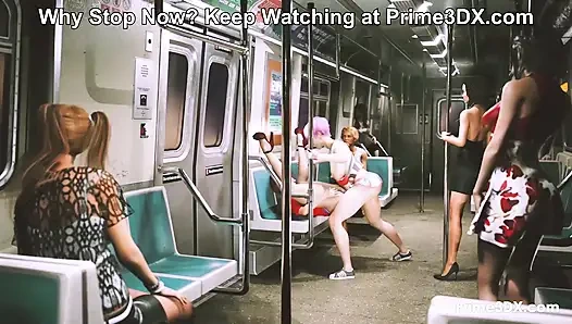 Futa chick birkaç durak sonra boşalıyor! Prime3DX'te animasyon