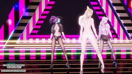 MMD BABYMONSTER - НАВСЕГДА - Ахри, Акали, Эвелин, сексуальная Kpop Танцевальная лига легенд, хентай без цензуры, 4K 60FPS