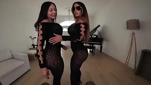 Bakış açısı brandy ve bayan lexa'dan çifte sakso ve meme sikişi