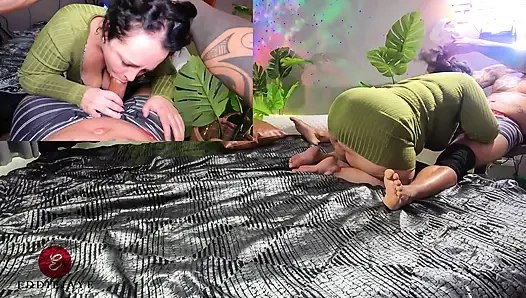 Azgın asistan yeşil elbiseyle baştan çıkarıyor