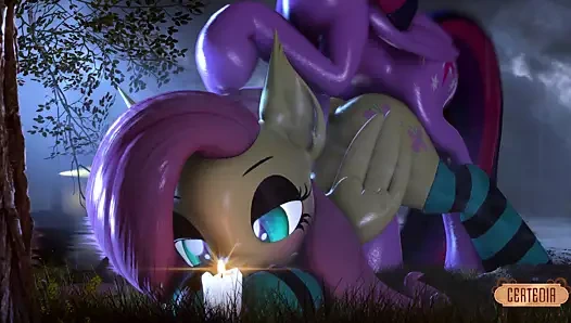 Yağmur sesinde tek bir mum animasyonlu davrandı