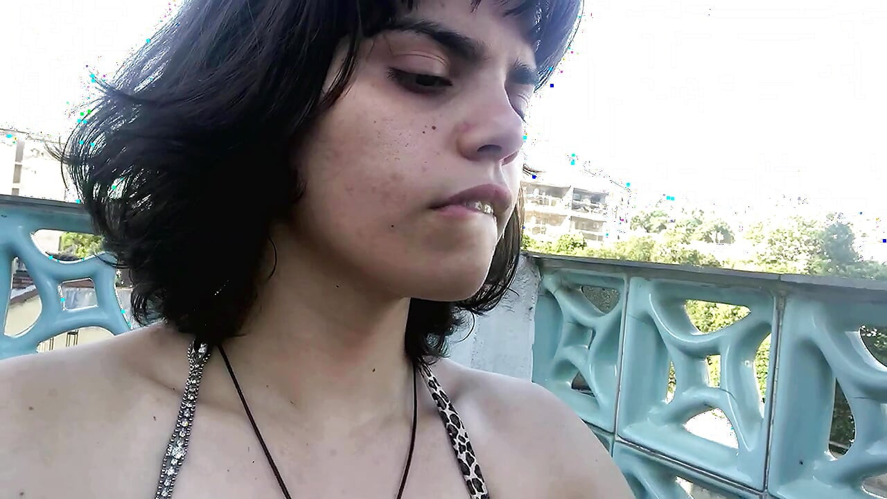 Sabrina sucks big dick on the balcony
