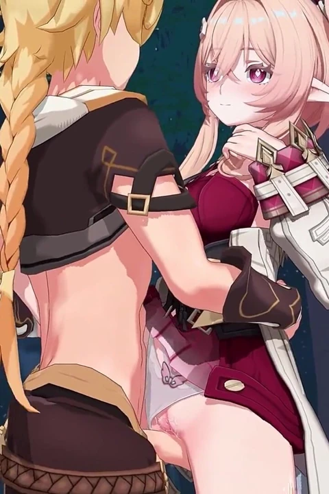 Genshin impact - linnea aether ile açık havada seks - hentai 3d animasyon