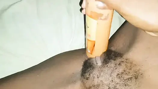 She almost fucked her pussy with the box of beauty product