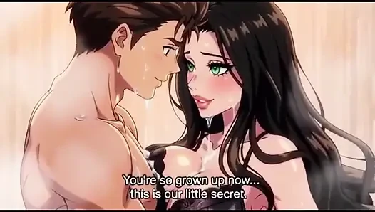 Une belle-mère et son beau-fils prennent une douche ensemble et pressent leurs seins