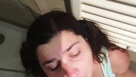 Stupid Stepdaughter Brushes Her Teeth with Cum, Stepdaddy Cheated Her