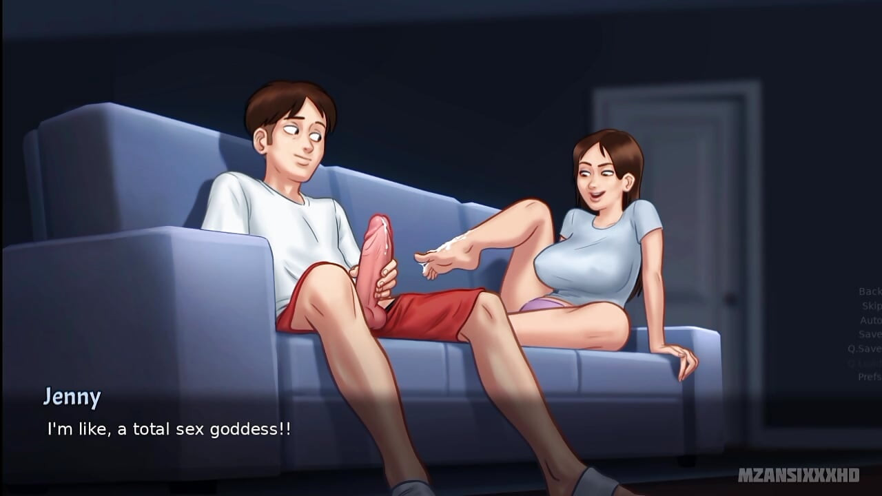 Jenny gives her boyfriend a foot job live on a cam show (Summertime Saga Gameplay)