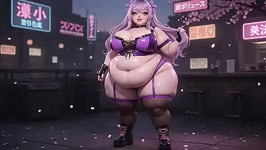 İri güzel kadın anime hatun mor tangayla büyük götünü sallıyor