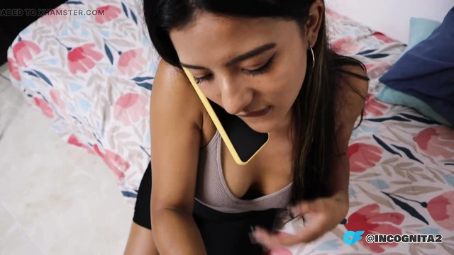 My stepsister grabs my cock while talking to her mother