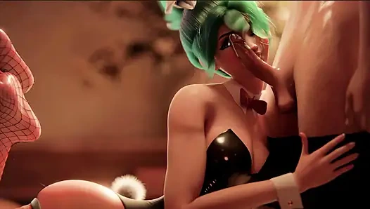 Tavşan kız Kiriko tutkuyla sakso çekiyor (sansürsüz)