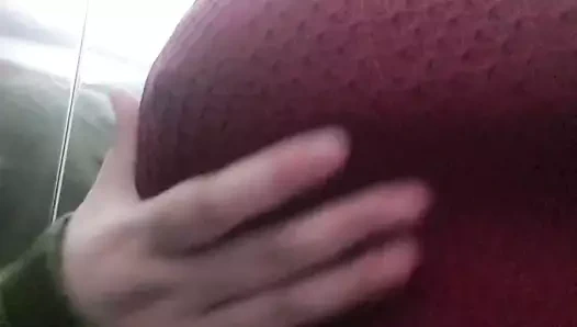 Asansörde arkamda yabancı ile kamu göğüs flaş