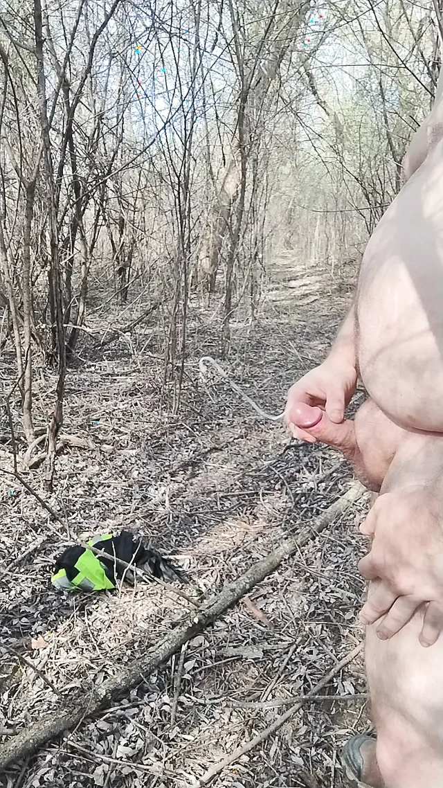 Fat guy jerks & cums in forest pt. 14