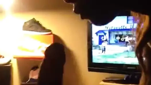 Siyah çift - gırtlağına kadar sakso