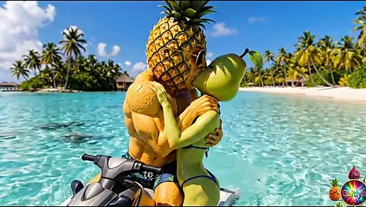 Bölüm 4 - sevimli ananas kızı ve tatlı avokado adam nazik tropikal anları paylaşıyor yapay zeka hentai