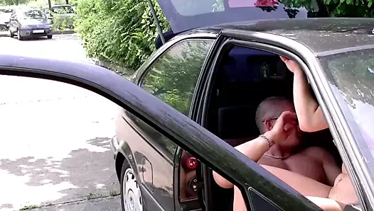 Vahşi amatör puma becerdin içinde bir araba