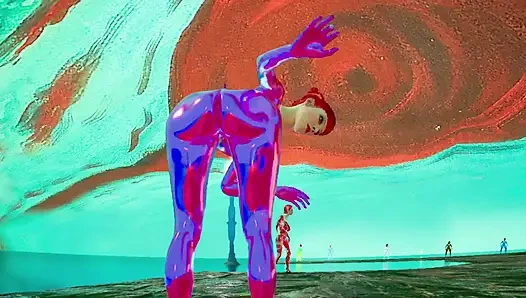 3 boyutlu rtx 60 fps animasyon - büyük göt - gerçekçi animasyon - mor chrome seks bot bebeği - göt odağı - gerçekçi fizik - striptiz