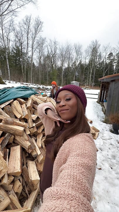 Hired Hauler Seduced by Hung Trans Girl for Bareback Woodshed Fuck - Vanniall Interracial POV Blowjob Anal