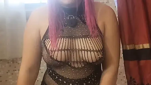 Cute Pink Haired Fall04More Hides in Bathroom and Fucks Toy