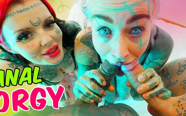 Dövmeli sürtükler sert dörtlü sekste anal deliklerini açıyor - atm ve bakış açısı