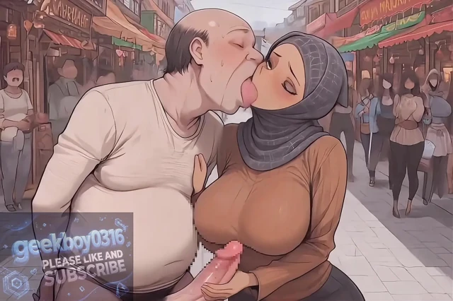 Sokak pazarında büyük göğüslü ve büyük kalçalı Malezyalı başörtülü kız - çirkin adam, öpücük, seks - hentai ai video