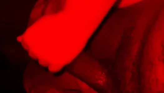 Stepsister plays with my bbc while we're home alone and I cum all over her tits