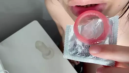 My stepmom showed me how to put a condom on my dick and cum inside it