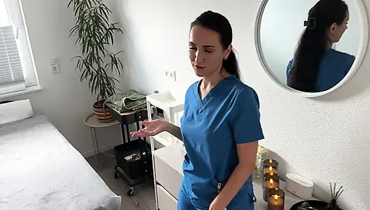 Hot Masseuse Puts On Latex Gloves For A Messy Happy Ending Cumshot