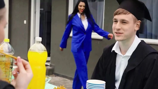 REALITY KINGS - Naughty Little Angel Sneakily Sucks Her Bf's Cock At Her Graduation Party Then Takes A Ride On it