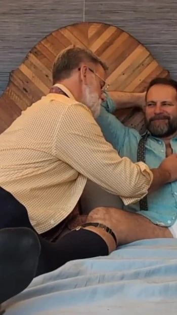 Iconic moment from "Two Hairy Daddys in bed afterwork - Seattle gets bred"