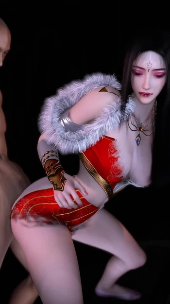 3D симпатичная сексуальная косплей Queen изменяет со старым большим членом