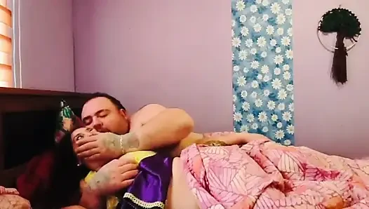 My stepfather and I fuck really hard and wildly until he cums inside me.