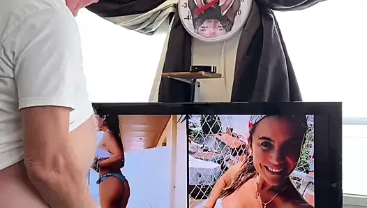 Kahverengi saç laura cumm için giyinmiş